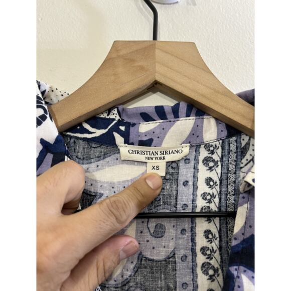 Festival Boho Linen Blend Beach Top XS Coastal Vacation Maximalist Resort Artsy - Picture 6 of 12